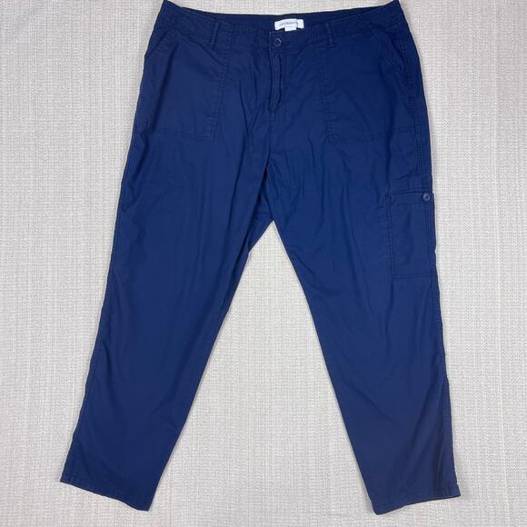 Liz Claiborne Cropped Pants Women's 14 Navy Blue Stretch Comfy - Picture 1 of 8
